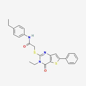 molecular formula C24H23N3O2S2 B2758568 2-({3-乙基-4-氧代-6-苯基-3H,4H-噻吩并[3,2-d]嘧啶-2-基}硫代)-N-(4-乙基苯基)乙酰胺 CAS No. 1185079-82-6