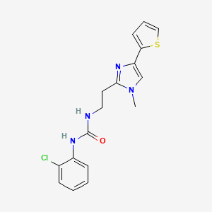 molecular formula C17H17ClN4OS B2758573 1-(2-chlorophenyl)-3-(2-(1-methyl-4-(thiophen-2-yl)-1H-imidazol-2-yl)ethyl)urea CAS No. 1396871-87-6