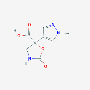 molecular formula C8H9N3O4 B2758579 5-(1-Methylpyrazol-4-yl)-2-oxo-1,3-oxazolidine-5-carboxylic acid CAS No. 2248274-85-1