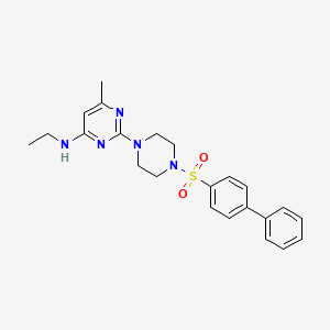 molecular formula C23H27N5O2S B2758605 2-[4-(biphenyl-4-ylsulfonyl)piperazin-1-yl]-N-ethyl-6-methylpyrimidin-4-amine CAS No. 923675-29-0