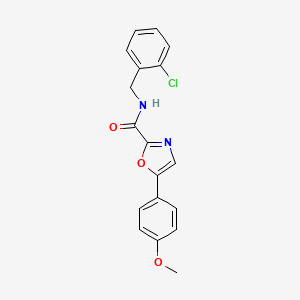molecular formula C18H15ClN2O3 B2758607 N-(2-chlorobenzyl)-5-(4-methoxyphenyl)oxazole-2-carboxamide CAS No. 955682-95-8
