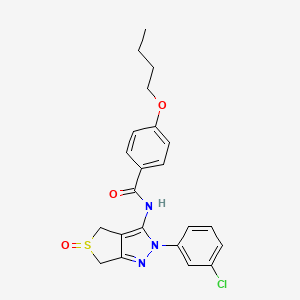 4-butoxy-N-(2-(3-chlorophenyl)-5-oxido-4,6-dihydro-2H-thieno[3,4-c]pyrazol-3-yl)benzamide