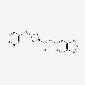 molecular formula C17H16N2O4 B2758619 2-(Benzo[d][1,3]dioxol-5-yl)-1-(3-(pyridin-3-yloxy)azetidin-1-yl)ethanone CAS No. 1904047-09-1