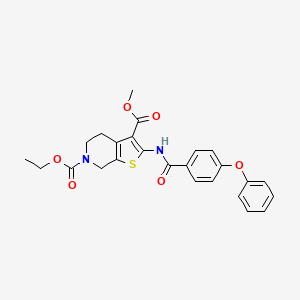 molecular formula C25H24N2O6S B2758637 6-ethyl 3-methyl 2-(4-phenoxybenzamido)-4,5-dihydrothieno[2,3-c]pyridine-3,6(7H)-dicarboxylate CAS No. 864926-33-0