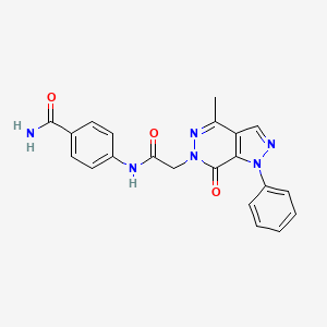 molecular formula C21H18N6O3 B2758638 4-(2-(4-methyl-7-oxo-1-phenyl-1H-pyrazolo[3,4-d]pyridazin-6(7H)-yl)acetamido)benzamide CAS No. 942008-68-6