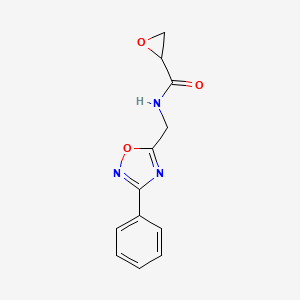 molecular formula C12H11N3O3 B2758641 N-[(3-Phenyl-1,2,4-oxadiazol-5-yl)methyl]oxirane-2-carboxamide CAS No. 2411265-65-9