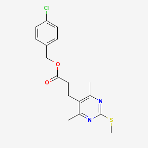 molecular formula C17H19ClN2O2S B2758644 (4-Chlorophenyl)methyl 3-(4,6-dimethyl-2-methylsulfanylpyrimidin-5-yl)propanoate CAS No. 1197506-48-1
