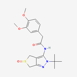 molecular formula C19H25N3O4S B2758649 N-(2-(tert-butyl)-5-oxido-4,6-dihydro-2H-thieno[3,4-c]pyrazol-3-yl)-2-(3,4-dimethoxyphenyl)acetamide CAS No. 958700-14-6