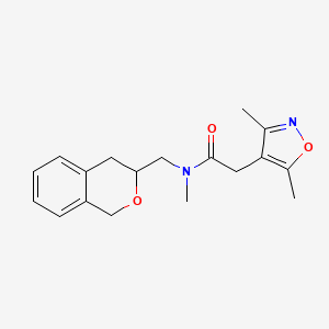 molecular formula C18H22N2O3 B2758650 2-(3,5-dimethylisoxazol-4-yl)-N-(isochroman-3-ylmethyl)-N-methylacetamide CAS No. 2034498-25-2