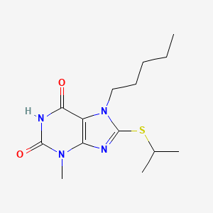 molecular formula C14H22N4O2S B2758669 3-Methyl-7-pentyl-8-propan-2-ylsulfanylpurine-2,6-dione CAS No. 331841-53-3