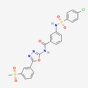 molecular formula C22H17ClN4O6S2 B2758670 3-(4-氯苯磺酰氨基)-N-[5-(3-甲磺酰基苯基)-1,3,4-噁二唑-2-基]苯甲酰胺 CAS No. 922838-17-3