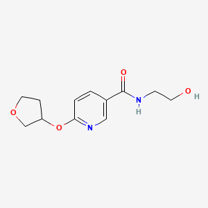 molecular formula C12H16N2O4 B2758674 N-(2-羟乙基)-6-((四氢呋喃-3-基氧基)烟酰胺) CAS No. 2034270-72-7