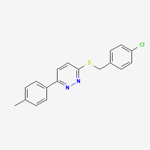 molecular formula C18H15ClN2S B2758681 3-((4-Chlorobenzyl)thio)-6-(p-tolyl)pyridazine CAS No. 896044-01-2