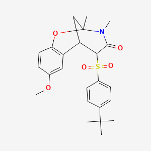 molecular formula C24H29NO5S B2758685 5-((4-(tert-butyl)phenyl)sulfonyl)-8-methoxy-2,3-dimethyl-5,6-dihydro-2H-2,6-methanobenzo[g][1,3]oxazocin-4(3H)-one CAS No. 1052609-46-7