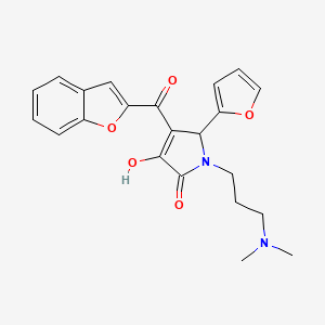 molecular formula C22H22N2O5 B2758688 4-(benzofuran-2-carbonyl)-1-(3-(dimethylamino)propyl)-5-(furan-2-yl)-3-hydroxy-1H-pyrrol-2(5H)-one CAS No. 618363-89-6