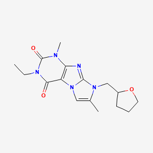 molecular formula C16H21N5O3 B2758690 2-Ethyl-4,7-dimethyl-6-(oxolan-2-ylmethyl)purino[7,8-a]imidazole-1,3-dione CAS No. 876673-53-9