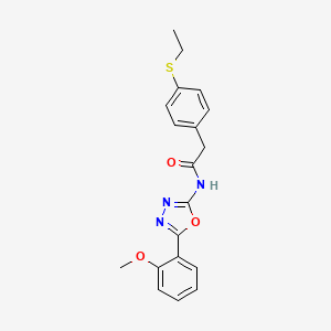 molecular formula C19H19N3O3S B2758694 2-(4-(乙硫基)苯基)-N-(5-(2-甲氧基苯基)-1,3,4-噁二唑-2-基)乙酰胺 CAS No. 941971-41-1