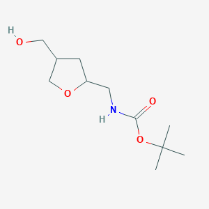 molecular formula C11H21NO4 B2758698 叔丁基-N-[[4-(羟甲基)氧杂环戊烷-2-基]甲基]氨基甲酸酯 CAS No. 2302970-55-2