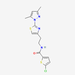 molecular formula C15H15ClN4OS2 B2758713 5-chloro-N-(2-(2-(3,5-dimethyl-1H-pyrazol-1-yl)thiazol-4-yl)ethyl)thiophene-2-carboxamide CAS No. 1421499-00-4