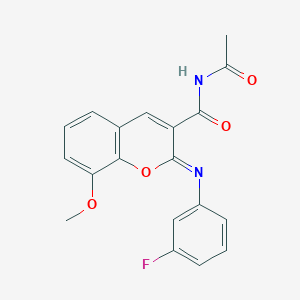 molecular formula C19H15FN2O4 B2758716 (2Z)-N-acetyl-2-[(3-fluorophenyl)imino]-8-methoxy-2H-chromene-3-carboxamide CAS No. 1321755-51-4