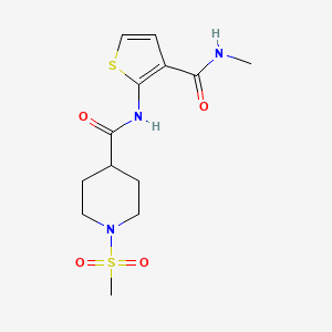 molecular formula C13H19N3O4S2 B2758718 N-(3-(methylcarbamoyl)thiophen-2-yl)-1-(methylsulfonyl)piperidine-4-carboxamide CAS No. 1058210-55-1