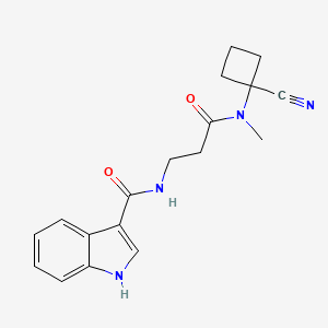 molecular formula C18H20N4O2 B2758725 N-(1-cyanocyclobutyl)-3-[(1H-indol-3-yl)formamido]-N-methylpropanamide CAS No. 1445210-49-0