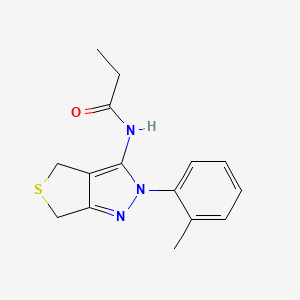 molecular formula C15H17N3OS B2758732 N-[2-(2-methylphenyl)-4,6-dihydrothieno[3,4-c]pyrazol-3-yl]propanamide CAS No. 396723-23-2