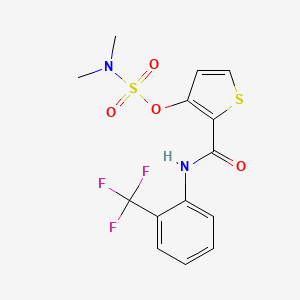 molecular formula C14H13F3N2O4S2 B2758733 N,N-dimethyl(2-{[2-(trifluoromethyl)anilino]carbonyl}-3-thienyl)sulfamate CAS No. 338794-22-2