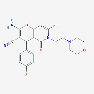 molecular formula C22H23BrN4O3 B2758735 2-amino-4-(4-bromophenyl)-7-methyl-6-(2-morpholinoethyl)-5-oxo-5,6-dihydro-4H-pyrano[3,2-c]pyridine-3-carbonitrile CAS No. 758701-57-4
