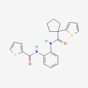 molecular formula C21H20N2O2S2 B2758737 N-(2-(1-(thiophen-2-yl)cyclopentanecarboxamido)phenyl)thiophene-2-carboxamide CAS No. 1206998-60-8