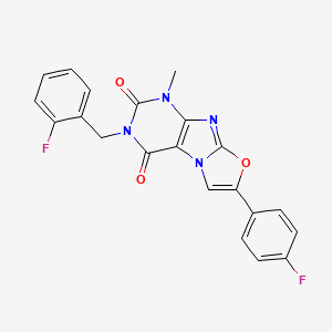 molecular formula C21H14F2N4O3 B2758740 3-(2-fluorobenzyl)-7-(4-fluorophenyl)-1-methyloxazolo[2,3-f]purine-2,4(1H,3H)-dione CAS No. 899997-90-1