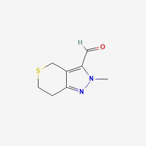 2-methyl-2H,4H,6H,7H-thiopyrano[4,3-c]pyrazole-3-carbaldehyde