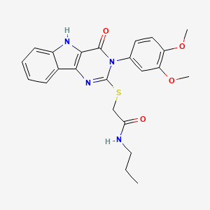 2-((3-(3,4-dimethoxyphenyl)-4-oxo-4,5-dihydro-3H-pyrimido[5,4-b]indol-2-yl)thio)-N-propylacetamide