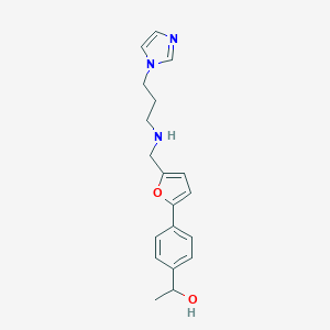 molecular formula C19H23N3O2 B275876 1-{4-[5-({[3-(1H-imidazol-1-yl)propyl]amino}methyl)-2-furyl]phenyl}ethanol 