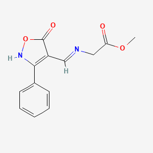 molecular formula C13H12N2O4 B2758816 methyl 2-({[5-oxo-3-phenyl-4(5H)-isoxazolyliden]methyl}amino)acetate CAS No. 477851-05-1
