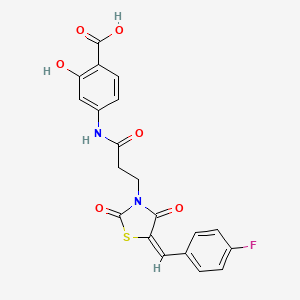(E)-4-(3-(5-(4-fluorobenzylidene)-2,4-dioxothiazolidin-3-yl)propanamido)-2-hydroxybenzoic acid