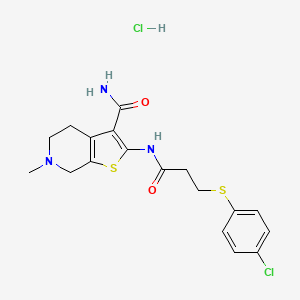 2-(3-((4-Chlorophenyl)thio)propanamido)-6-methyl-4,5,6,7-tetrahydrothieno[2,3-c]pyridine-3-carboxamide hydrochloride
