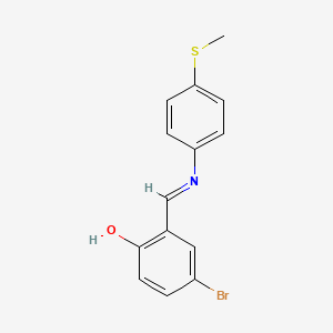 molecular formula C14H12BrNOS B2758846 4-bromo-2-((E)-{[4-(methylthio)phenyl]imino}methyl)phenol CAS No. 19860-06-1