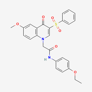 molecular formula C26H24N2O6S B2758855 2-[3-(benzenesulfonyl)-6-methoxy-4-oxoquinolin-1-yl]-N-(4-ethoxyphenyl)acetamide CAS No. 866867-00-7