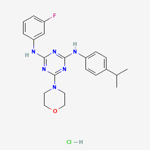 B2758869 N2-(3-fluorophenyl)-N4-(4-isopropylphenyl)-6-morpholino-1,3,5-triazine-2,4-diamine hydrochloride CAS No. 1179496-11-7