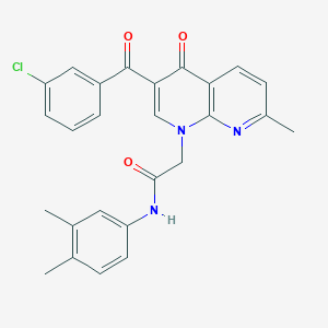 2-(3-(3-chlorobenzoyl)-7-methyl-4-oxo-1,8-naphthyridin-1(4H)-yl)-N-(3,4-dimethylphenyl)acetamide