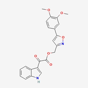 molecular formula C22H18N2O6 B2758873 (5-(3,4-dimethoxyphenyl)isoxazol-3-yl)methyl 2-(1H-indol-3-yl)-2-oxoacetate CAS No. 953249-61-1
