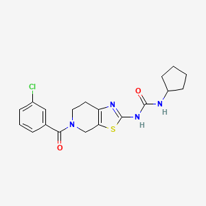 molecular formula C19H21ClN4O2S B2758874 1-(5-(3-Chlorobenzoyl)-4,5,6,7-tetrahydrothiazolo[5,4-c]pyridin-2-yl)-3-cyclopentylurea CAS No. 1396851-26-5