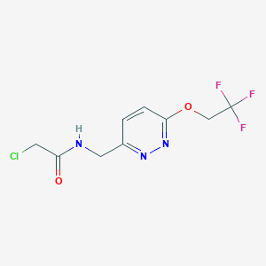 molecular formula C9H9ClF3N3O2 B2758876 2-Chloro-N-[[6-(2,2,2-trifluoroethoxy)pyridazin-3-yl]methyl]acetamide CAS No. 2411311-35-6