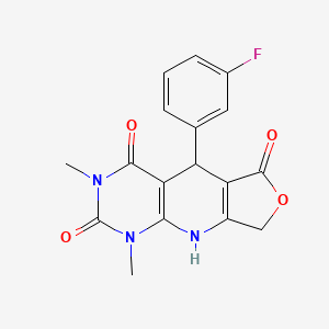 B2758892 8-(3-Fluorophenyl)-11,13-dimethyl-5-oxa-2,11,13-triazatricyclo[7.4.0.0^{3,7}]trideca-1(9),3(7)-diene-6,10,12-trione CAS No. 848289-92-9
