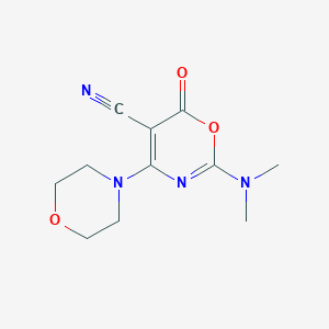 molecular formula C11H14N4O3 B2758906 2-(dimethylamino)-4-morpholino-6-oxo-6H-1,3-oxazine-5-carbonitrile CAS No. 303997-24-2