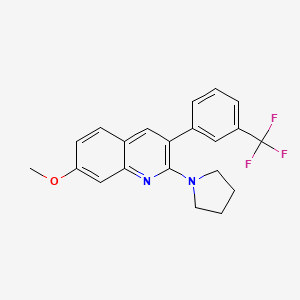 molecular formula C21H19F3N2O B2758908 7-Methoxy-2-(pyrrolidin-1-yl)-3-[3-(trifluoromethyl)phenyl]quinoline CAS No. 1252003-94-3