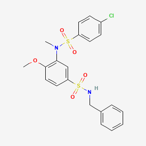 molecular formula C21H21ClN2O5S2 B2758914 N-苄基-3-[(4-氯苯基)磺酰-甲基氨基]-4-甲氧基苯磺酰胺 CAS No. 832683-95-1