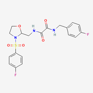 molecular formula C19H19F2N3O5S B2758916 N1-(4-fluorobenzyl)-N2-((3-((4-fluorophenyl)sulfonyl)oxazolidin-2-yl)methyl)oxalamide CAS No. 868980-87-4