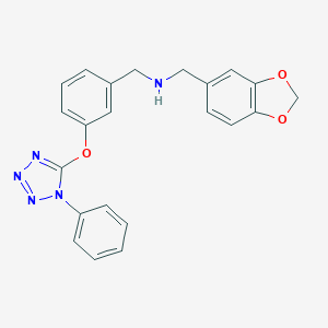 molecular formula C22H19N5O3 B275892 (1,3-benzodioxol-5-ylmethyl){3-[(1-phenyl-1H-tetrazol-5-yl)oxy]benzyl}amine 